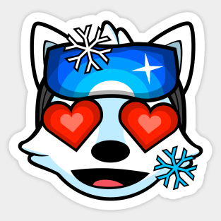 Lovestruck Skier Alaskan Malamute Brook Sticker